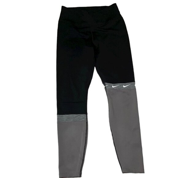 Nike Dri Fit Leggings Asymmetrical Gray Black Leggings White Checks Size Small - Picture 1 of 6